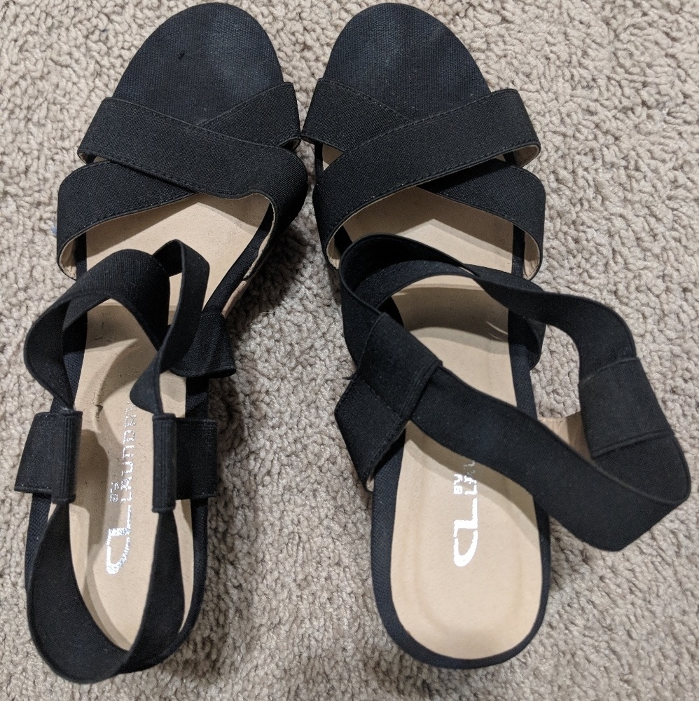 Black strappy wedges- CL by Chinese Laundry